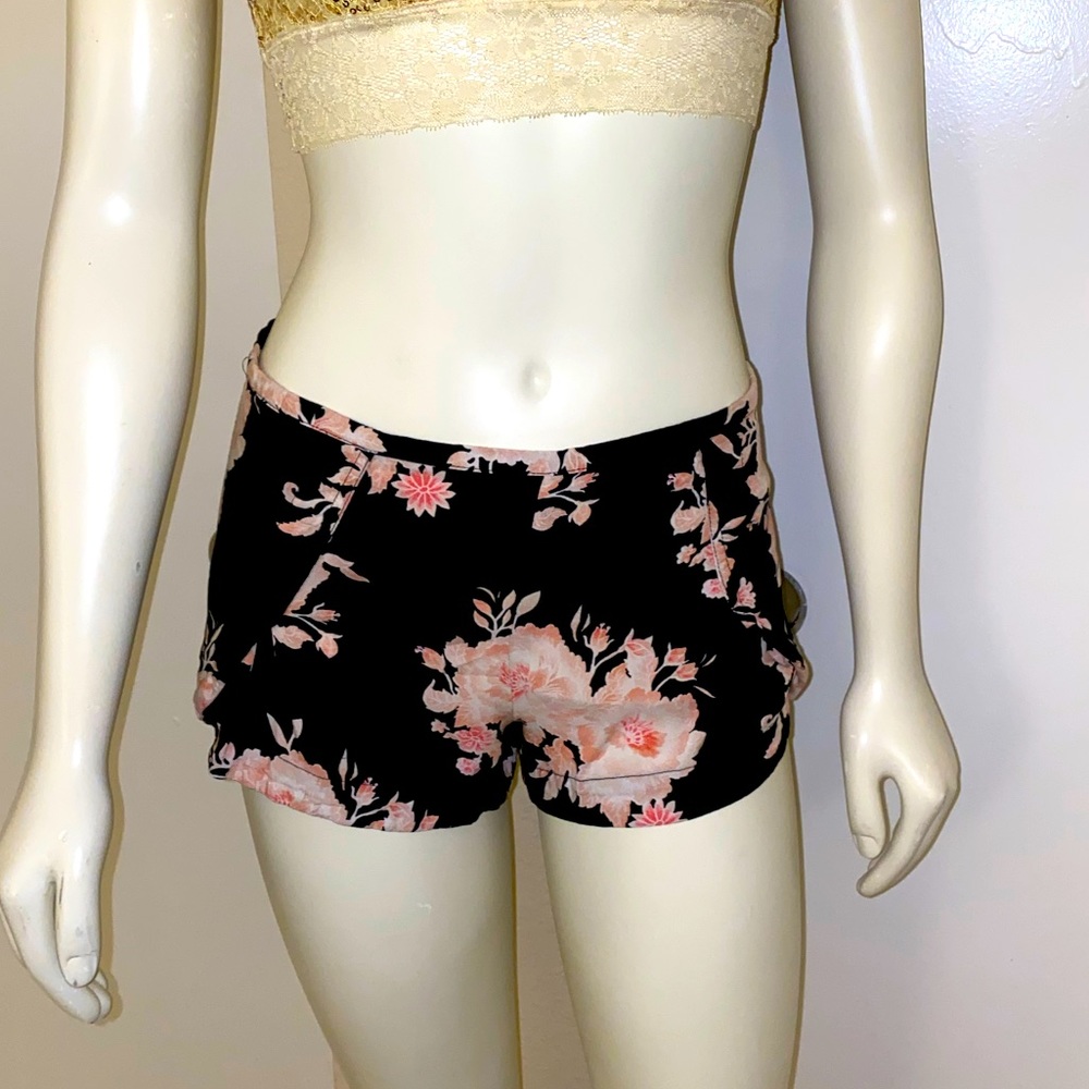 Black Floral Shorts